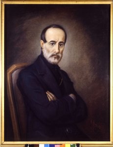 Retrato de Giuseppe Mazzini (1805 o 1808 - 1872). Pintura del siglo XIX. Museo del Risorgimento. Milán