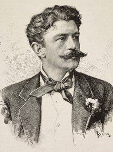 Retrato de Herbert von Bismarck (1849-1904), político alemán, grabado de Riera de una fotografía de los Hermanos Vianello, de L