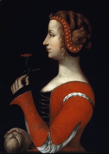 Retrato de Laure (Laura) de Noves (1308-1348), amada de Petrarca (Francesco Petrarca). Pintura de la escuela italiana del siglo XVI. Londres, Victoria and Albert Museum