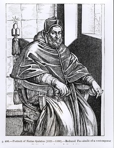 Retrato del Papa Sixto V (1520-90) ilustración de 