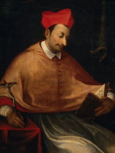 Retrato de San Carlos Borromeo (1538-1584), arzobispo y cardenal italiano, pintura anónima, iglesia de San Carlo, Arona, Piamonte, Italia