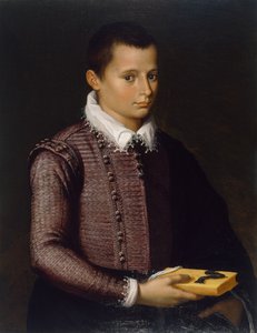 Retrato de un Niño Sosteniendo un Libro de Italian School