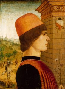 Retrato de hombre, c.1494 (temple sobre madera) de Italian School