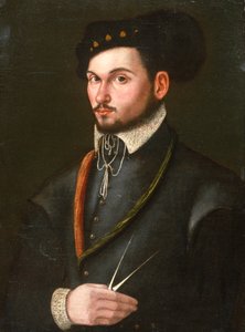 Retrato de un navegante con sus divisores para trazar un curso, c.1560 de Italian School