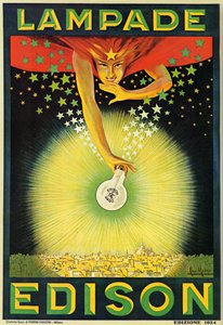 Cartel publicitario de las bombillas Edison, Milán, Italia de Italian School