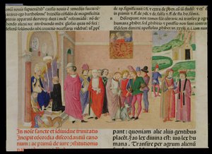 Presentación de la obra al Papa, del "Decretum Gratiani" (vitela)