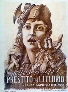 Cartel de propaganda fascista para el préstamo Littorio