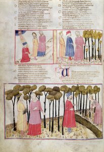 Virgilio despidiéndose y el Bosque Divino, del La Divina Comedia de Dante Alighieri de Italian School
