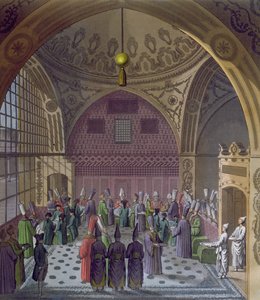 Recepción de los embajadores occidentales por el Gran Visir del Sultán en Constantinopla, c.1820 de Italian School