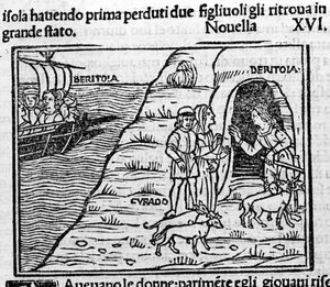 Reet de Beritola. Ilustración para la noticia 16 (Noticia 6 del segundo día) del “Decamerón” de Giovanni Boccaccio (1313-1375). Grabado en “Decamerone ouer Cento nouelle” Venecia, Bartolomeo de 
