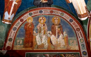 Representación de San Esteban, Santo Tomás Becket y San Nicolás de Myra de Italian School