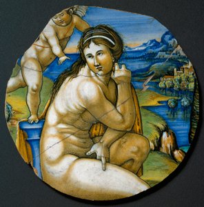 Representación de Venus. Plato de cerámica producido en Faenza, Italia. Alrededor de 1530. Florencia, Museo Nazionale del Bargello de Italian School