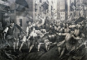 Revuelta en el distrito de Portoria en Génova contra los austriacos en 1746, liderada por Giovan Battista Perasso conocido como Balilla de Italian School