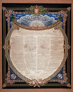 Risorgimento: constitución proclamada por el rey Fernando II de las Dos Sicilias (1810-1859) en 1847
