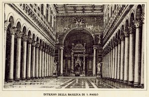 Roma: Interior de la Basílica de San Pablo de Italian School