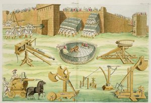 Soldados romanos sitiando una ciudad, lámina 23B, clase 5 de la Parte I de La Historia de las Naciones, grabado por A. Nani de Italian School
