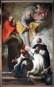 San Domingo recibiendo el bastón de peregrino y el libro donde está inscrito 