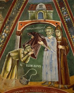 San Heldrad regresa de Santiago de Compostela, en la Capilla de los Santos Heldrad y Nicolás de Italian School