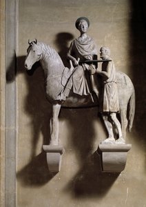San Martín a caballo compartiendo su capa con un mendigo. Escultura de Italian School