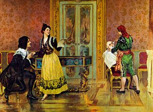 Escena de la ópera "El barbero de Sevilla", de Gioachino Rossini de Italian School