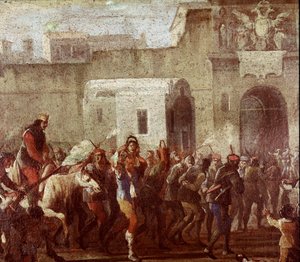 Escena de castigo de ladrones en la época de Masaniello (detalle) de Italian School