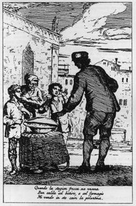 Vendedor de polenta en las calles de Venecia en el siglo XVIII