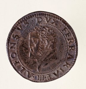 Moneda de plata (testone) de Ferrara: reinado del duque Alfonso II d