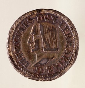 Moneda de plata (testone) de Ferrara: reinado del duque Ercole I d