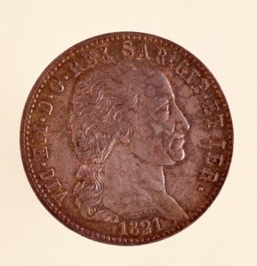 Moneda italiana de plata (ecu) del Reino de Cerdeña: reinado de Vittorio Emanuele I (1821) de Italian School