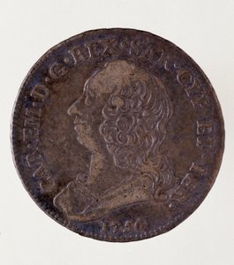 Moneda italiana de plata (medio escudo) del reino de Cerdeña: reinado de Carlos Manuel III de Saboya de Italian School