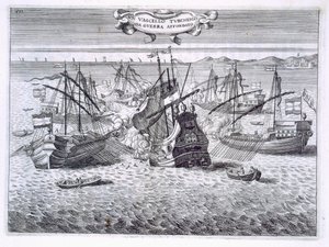 Hundimiento de un barco de guerra turco, ilustración de 