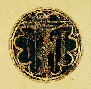Pequeño panel con un medallón de la Crucifixión