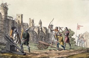 Soldados y artillería del siglo XV, lámina 16 de La Historia de las Naciones de Italian School