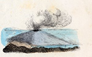 Volcán humeante o en reposo, Litografía Corbetta, Milán de Italian School