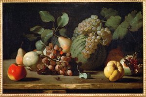 Naturaleza muerta con uvas y granada, principios de ... de Italian School