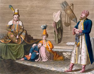 Habitantes de Taskent en una vivienda típica, c.1820s-30s de Italian School