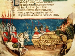 El Ejército de Carlomagno (742-814) y el Transporte de Provisiones, de un Códice Veneciano de Italian School