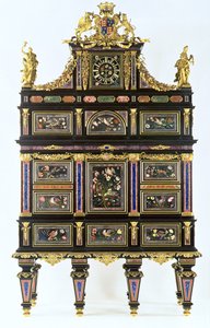 El gabinete de Badminton, c.1720-32 (pietra dura, ébano y ormolu) de Italian School