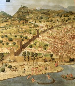 La "Carta della Catena" muestra un panorama de Florencia de Italian School