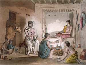 La tribu Hazorta de Abisinia que vive en casas excavadas en la roca, c.1820s-30s de Italian School