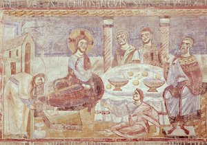 La comida en la casa de Simón el Fariseo, Escuela de Monte Cassino, c.1087 de Italian School