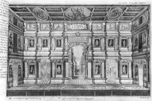 El Teatro Olímpico en Vicenza, diseñado por Andrea Palladio de Italian School