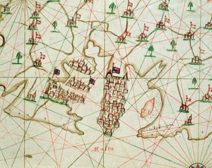 El Puerto de La Valeta, de un atlas náutico, 1646 (detalle) de Italian School