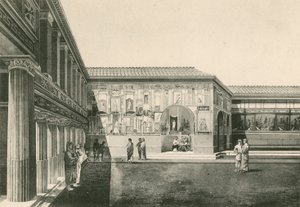 Los baños de Estabia - El patio de los estucos como era de Italian School