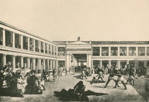 Los baños de Estabia - El lugar de lucha como era de Italian School