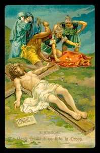 Vía Crucis (de un juego de 14) (litografía en color) de Italian School
