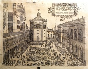 La fiesta de Tauro en la Gran Plaza de Cremona en Italia de Italian School