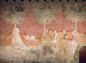 El juego de pelota, escena del ciclo de los Juegos, ca. 1445-1450, fresco, Palacio Borromeo, Milán, Lombardía, Italia