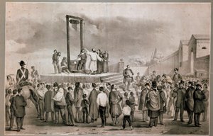 La ejecución el 13/03/1858 de Felice Orsini (1819-1858) y Pieri que llevaron a cabo el atentado del 14 de enero de 1858 contra Napoleón III en la Place de la Roquette en París
