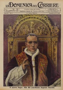 El nuevo Papa, Pío XII (Cardenal Eugenio Pacelli) (litografía en color) de Italian School
